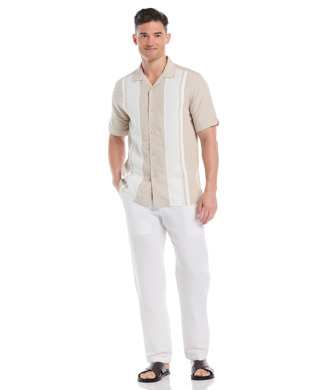 Color Block Panel Shirt (Island Fossil) 