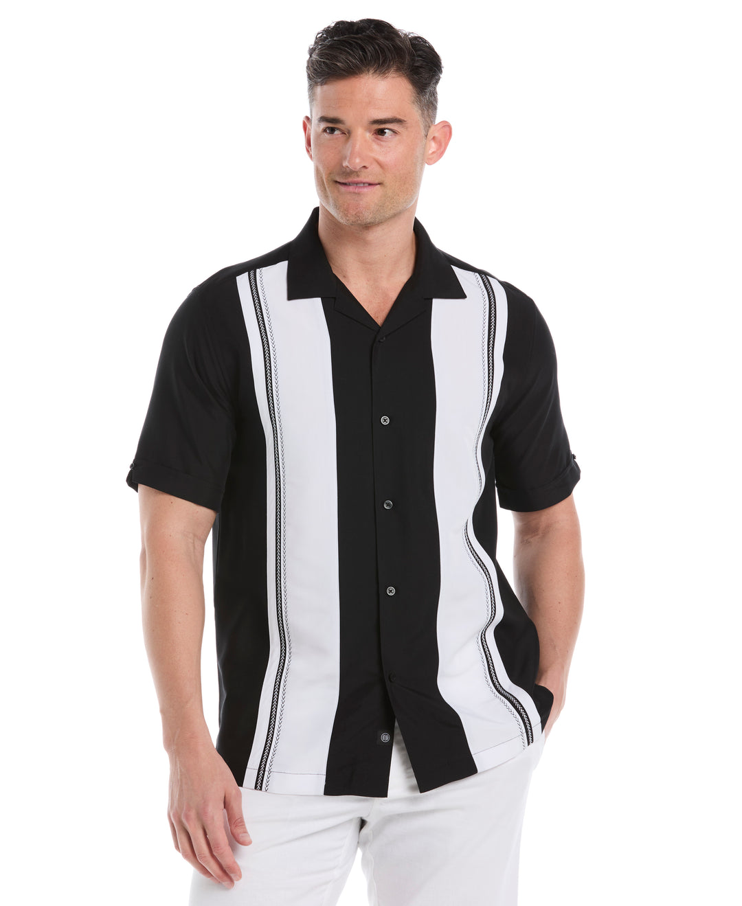 Color Block Panel Shirt (Jet Black) 