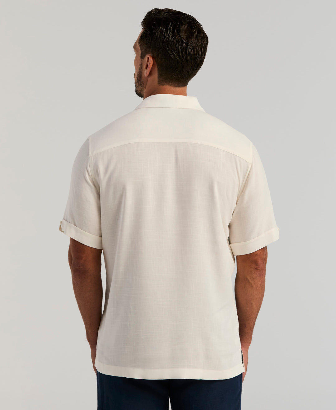Scenic Print Guayabera Shirt (Egret) 