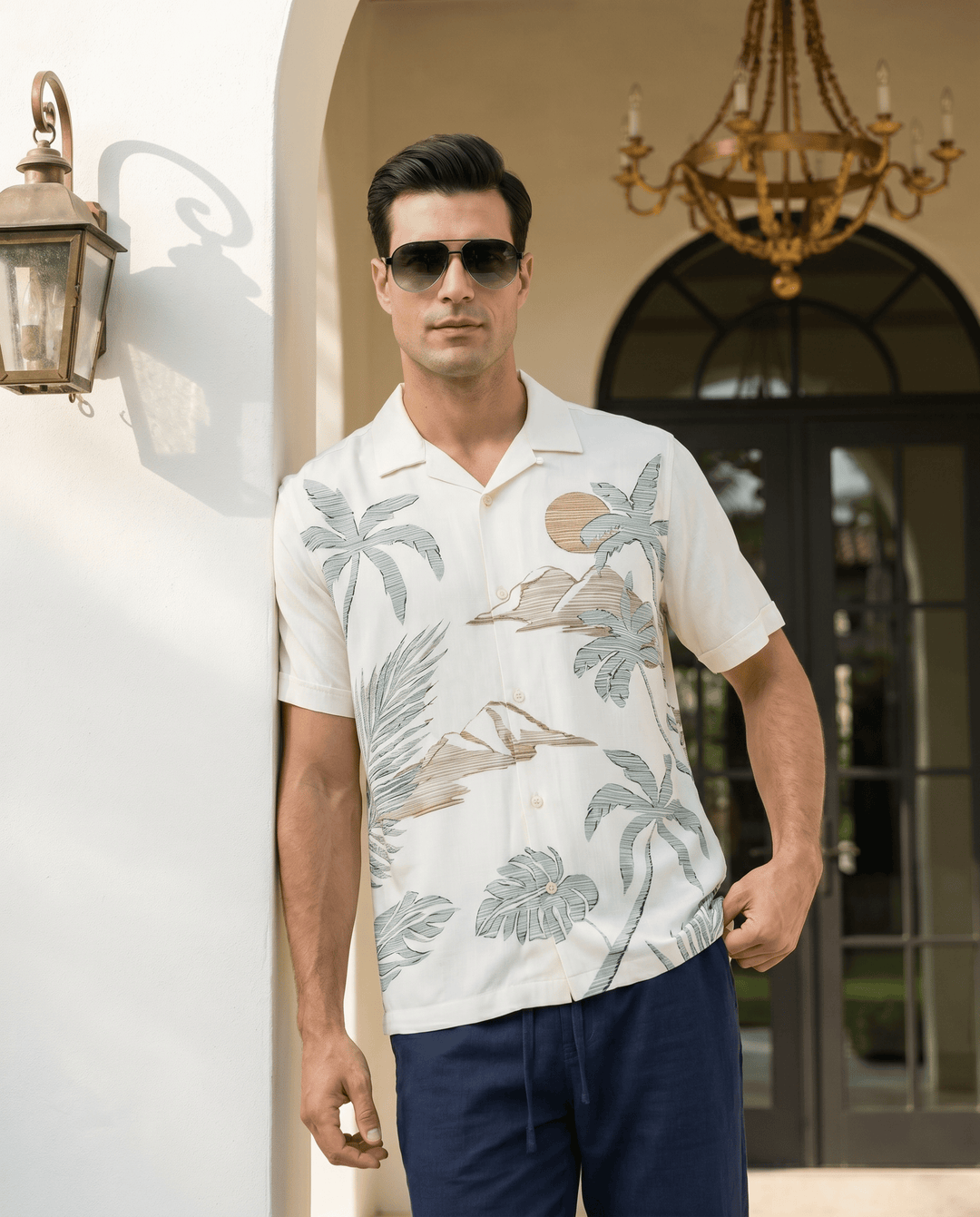Scenic Print Guayabera Shirt-Guayaberas-Cubavera