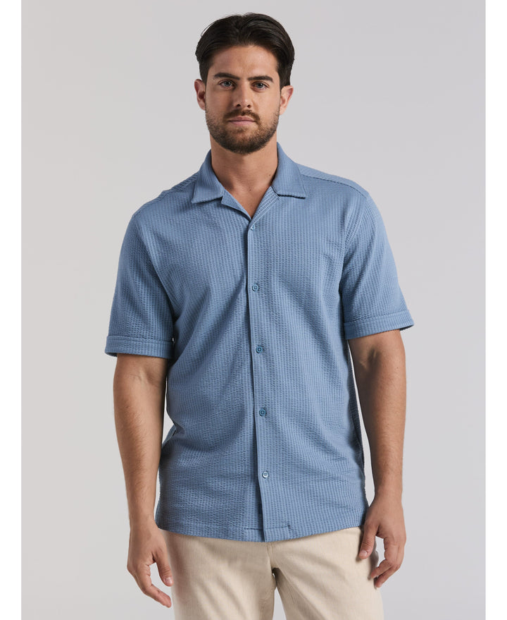 Seersucker Knit Shirt-Casual Shirts-Cubavera