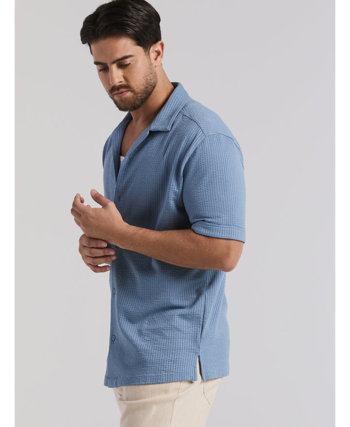 Seersucker Knit Shirt-Casual Shirts-Cubavera