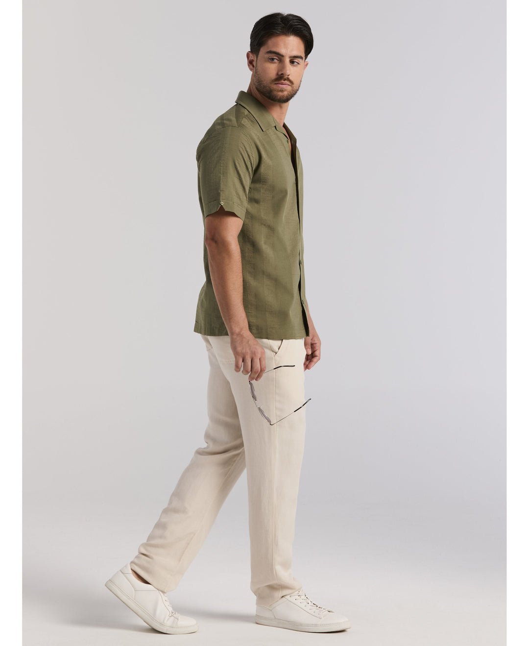 Seersucker Texture Shirt-Casual Shirts-Cubavera