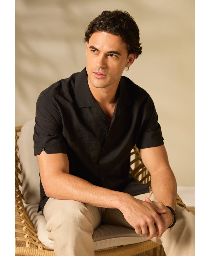 Seersucker Texture Shirt-Casual Shirts-Cubavera