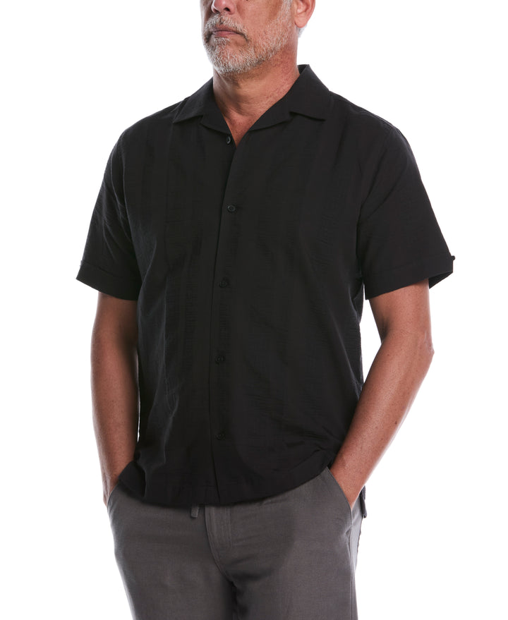 Big & Tall Seersucker Textured Shirt (Jet Black) 