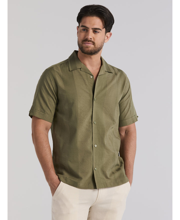 Seersucker Texture Shirt-Casual Shirts-Cubavera