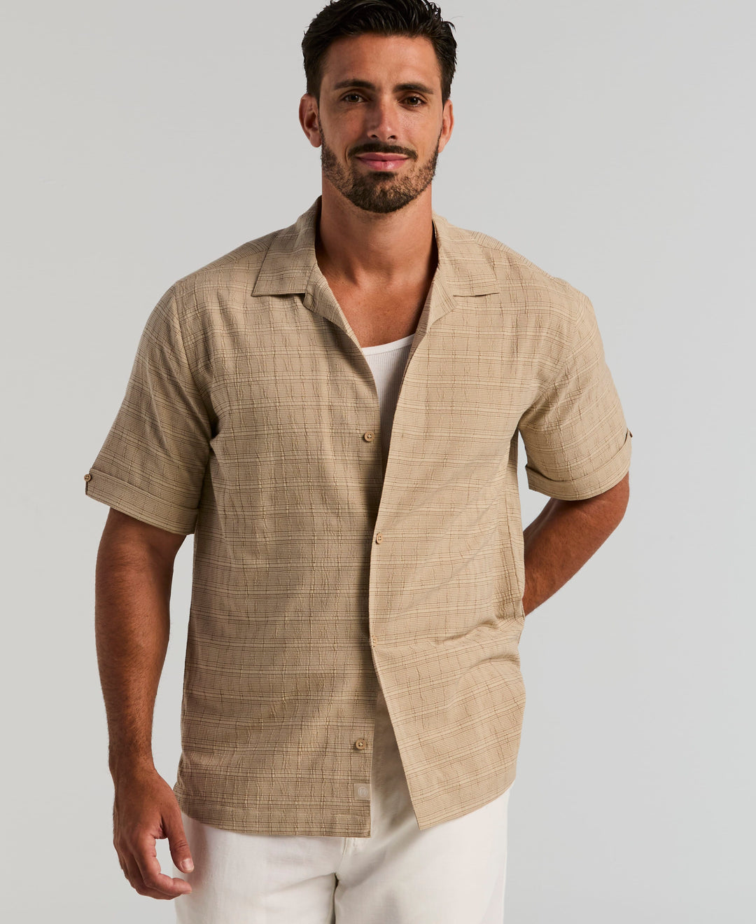 Seersucker Windowpane Shirt (Island Fossil) 