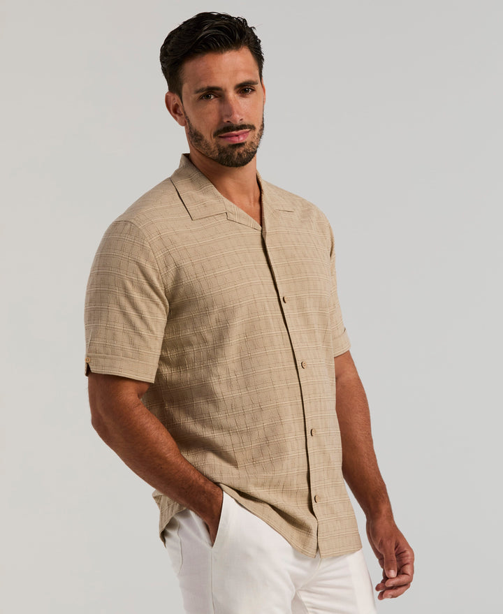 Seersucker Windowpane Shirt (Island Fossil) 