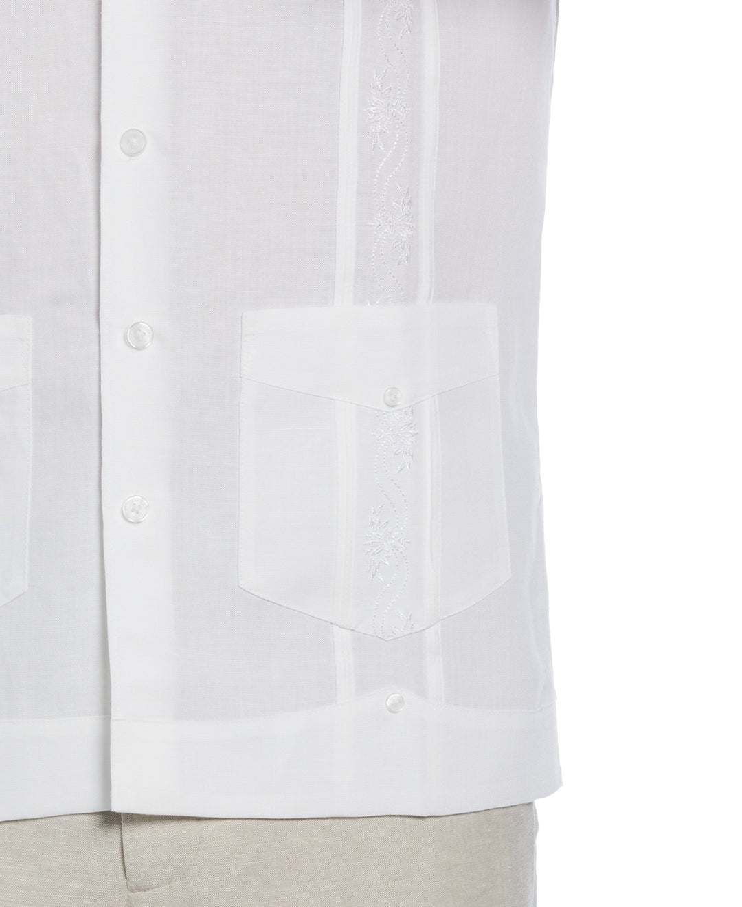 Short Sleeve Embroidered Guayabera (Brilliant White) 