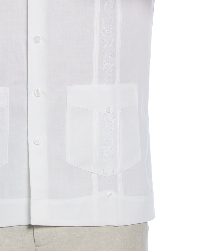 Short Sleeve Embroidered Guayabera (Brilliant White) 