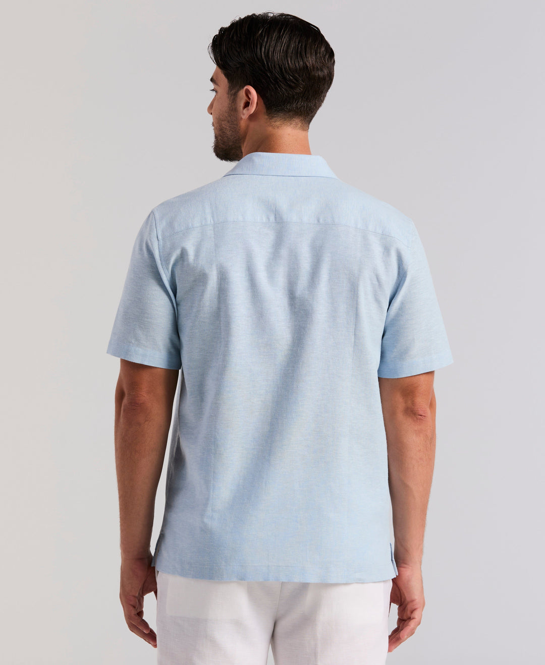 Linen Blend Slub Texture Panel Shirt (Placid Blue) 