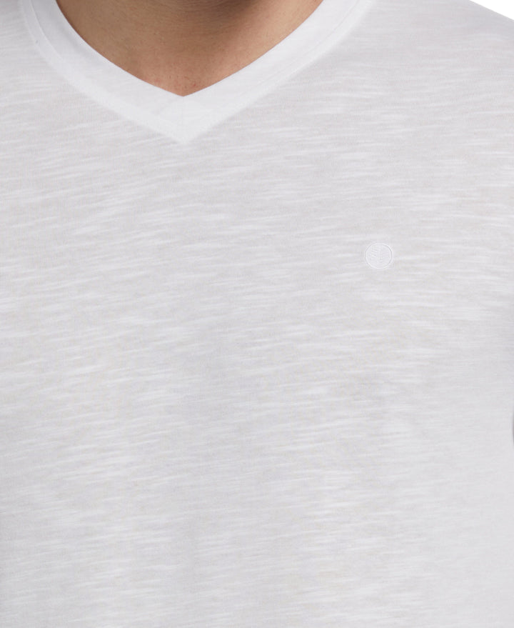 Solid Slub V-Neck Tee (Brilliant White) 