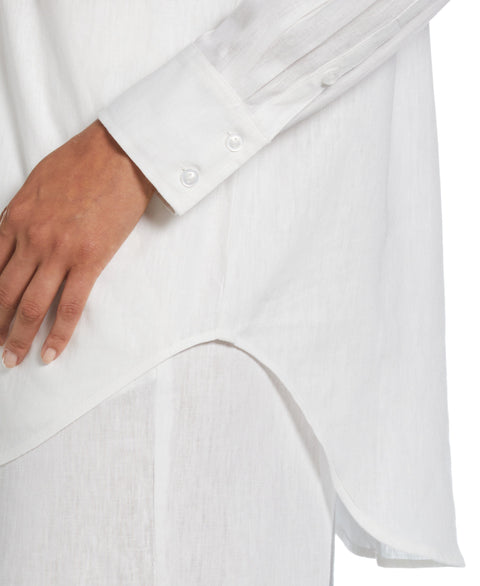 Solid Linen-Blend Blouse (Brilliant White) 