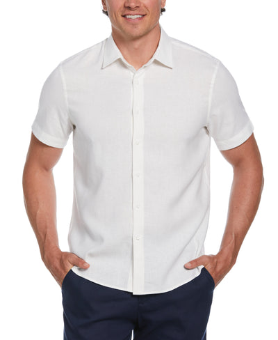 Solid Linen Blend Shirt (Brilliant White) 