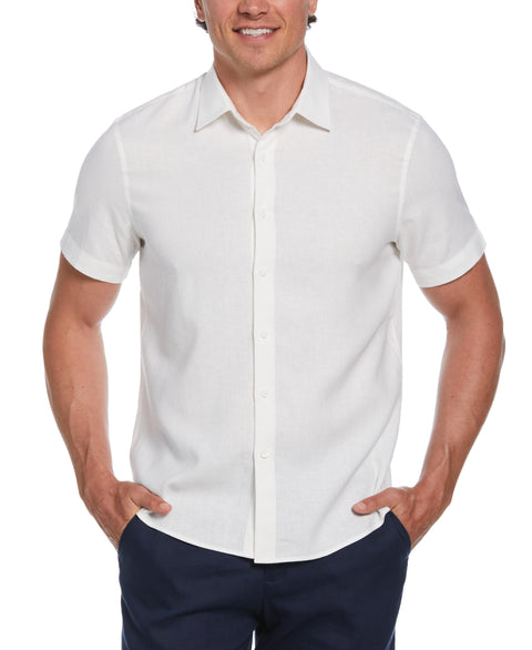 Solid Linen Blend Shirt (Brilliant White) 