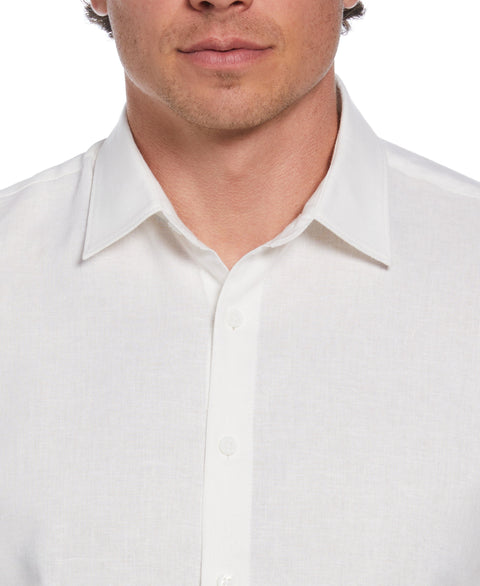 Solid Linen Blend Shirt (Brilliant White) 