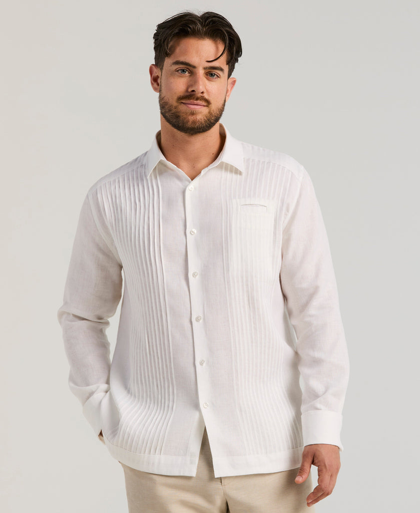 Solid Linen Presidente Guayabera Shirt – Cubavera