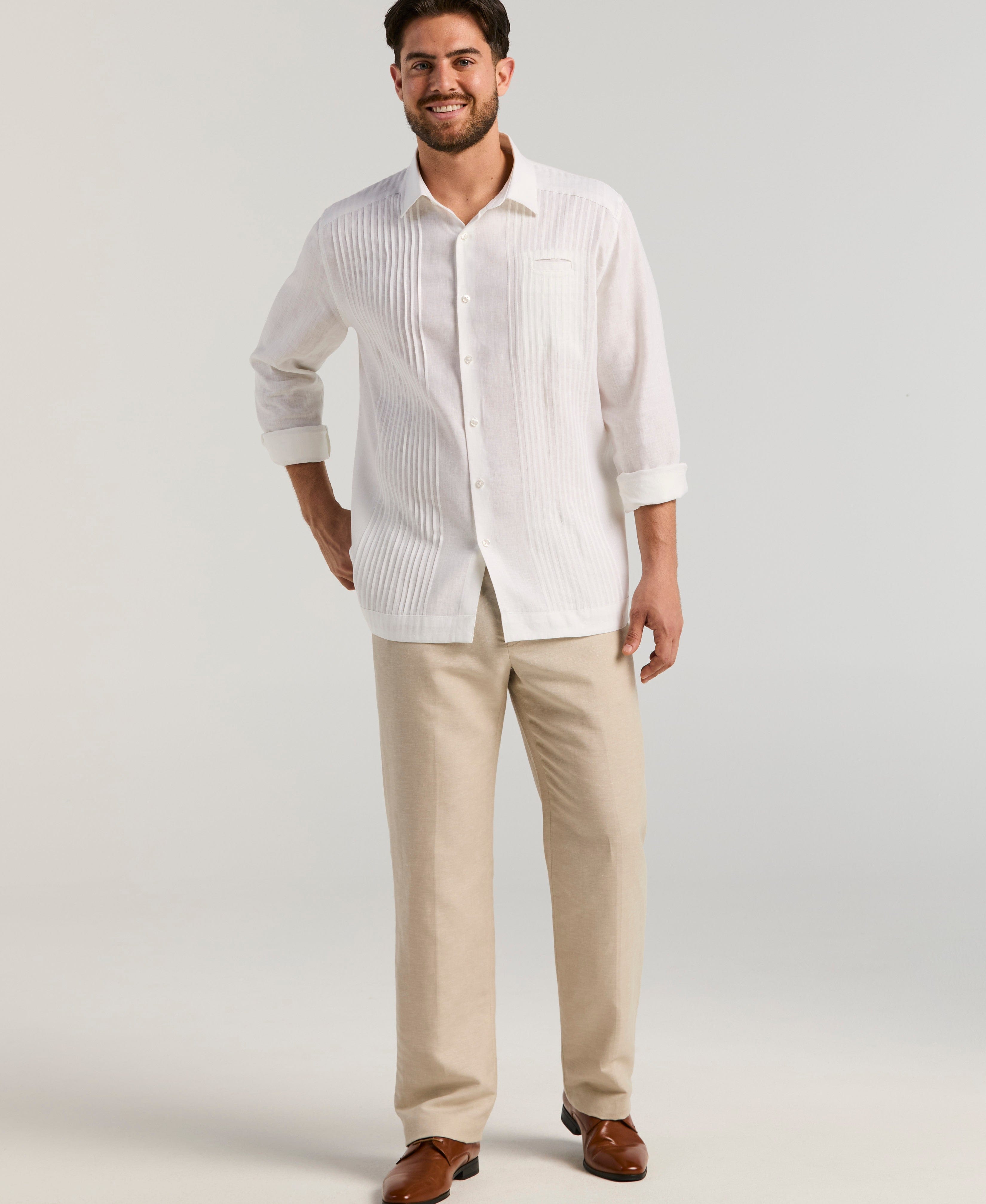 Solid Linen Presidente Guayabera Shirt – Cubavera