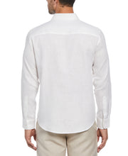 100% Linen Tuck Long Sleeve Button-Down Shirt (Bright White) 