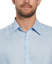 100% Linen Tuck Long Sleeve Button-Down Shirt (Cashmere Blue) 