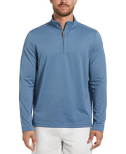 Solid Textured 1/4 Zip Pullover Sweater (Captains Blue) 
