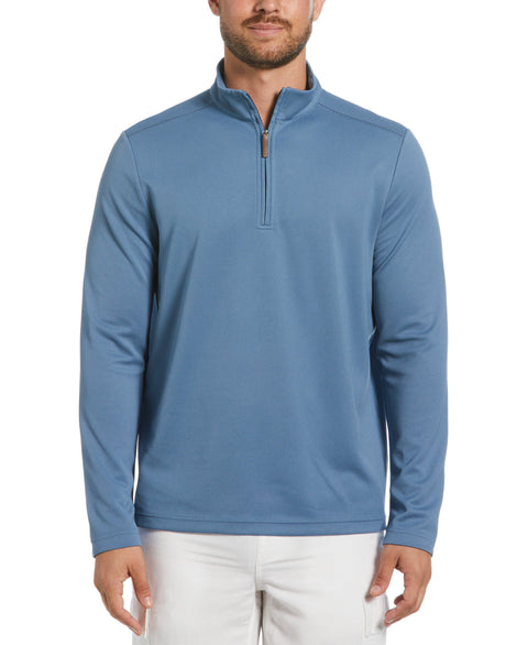 Solid Textured 1/4 Zip Pullover Sweater (Captains Blue) 