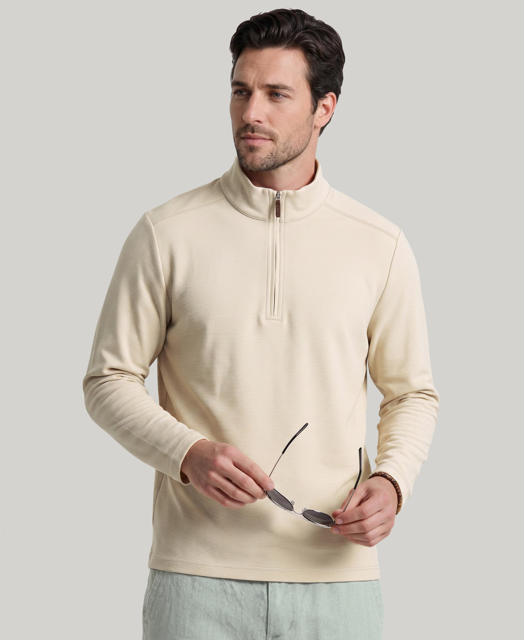 1/4 Zip Long Sleeve Sweater (Rainy Day) 