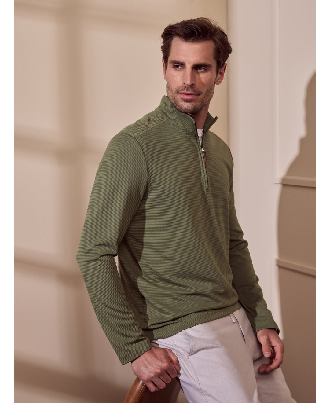 Solid Textured 1/4 Zip Pullover Sweater-Sweaters-Cubavera