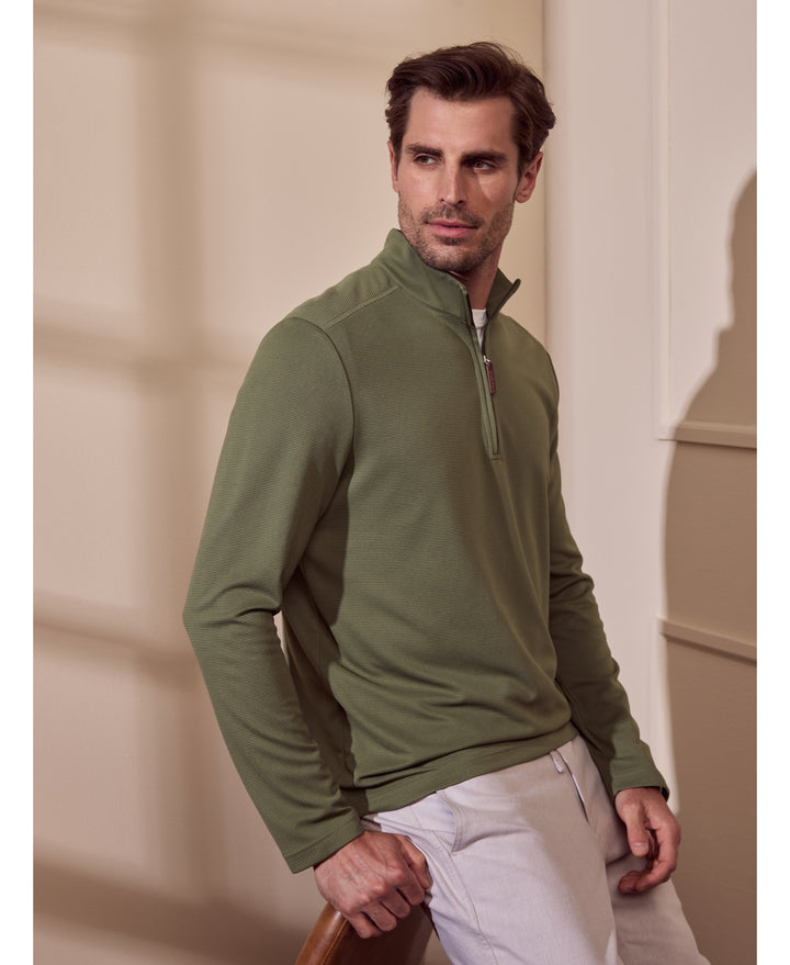 Solid Textured 1/4 Zip Pullover Sweater-Sweaters-Cubavera