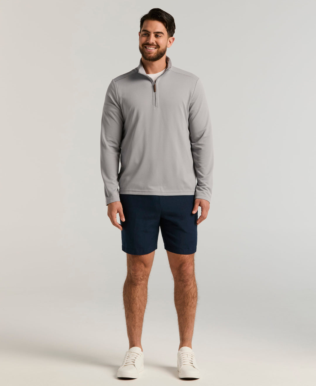 1/4 Zip Long Sleeve Sweater (Sleet) 