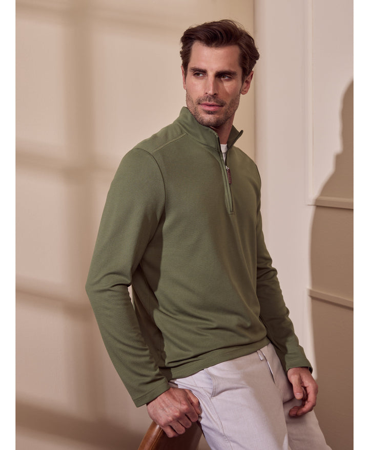 Solid Textured 1/4 Zip Pullover Sweater-Sweaters-Cubavera