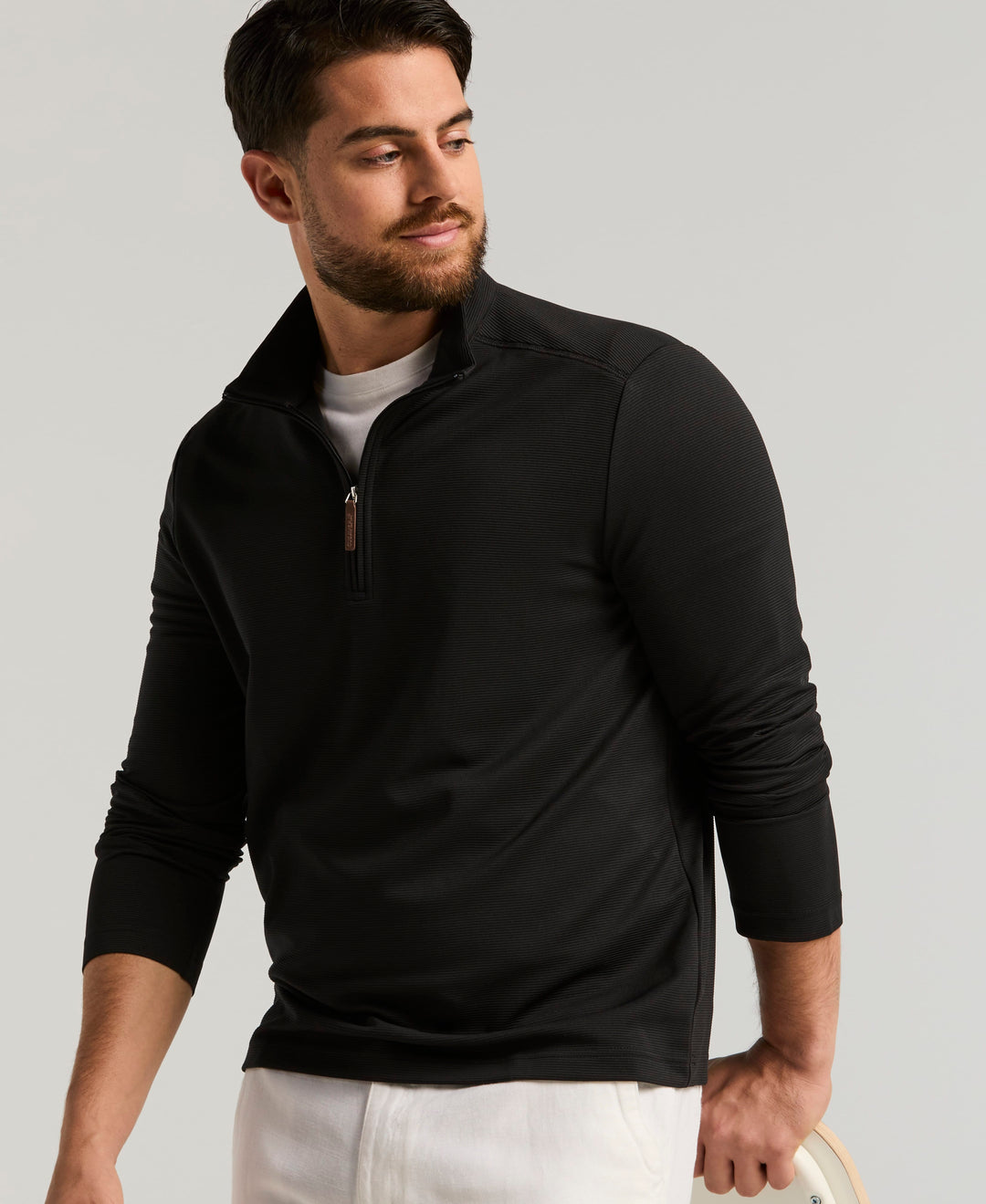 1/4 Zip Long Sleeve Sweater (Jet Black) 