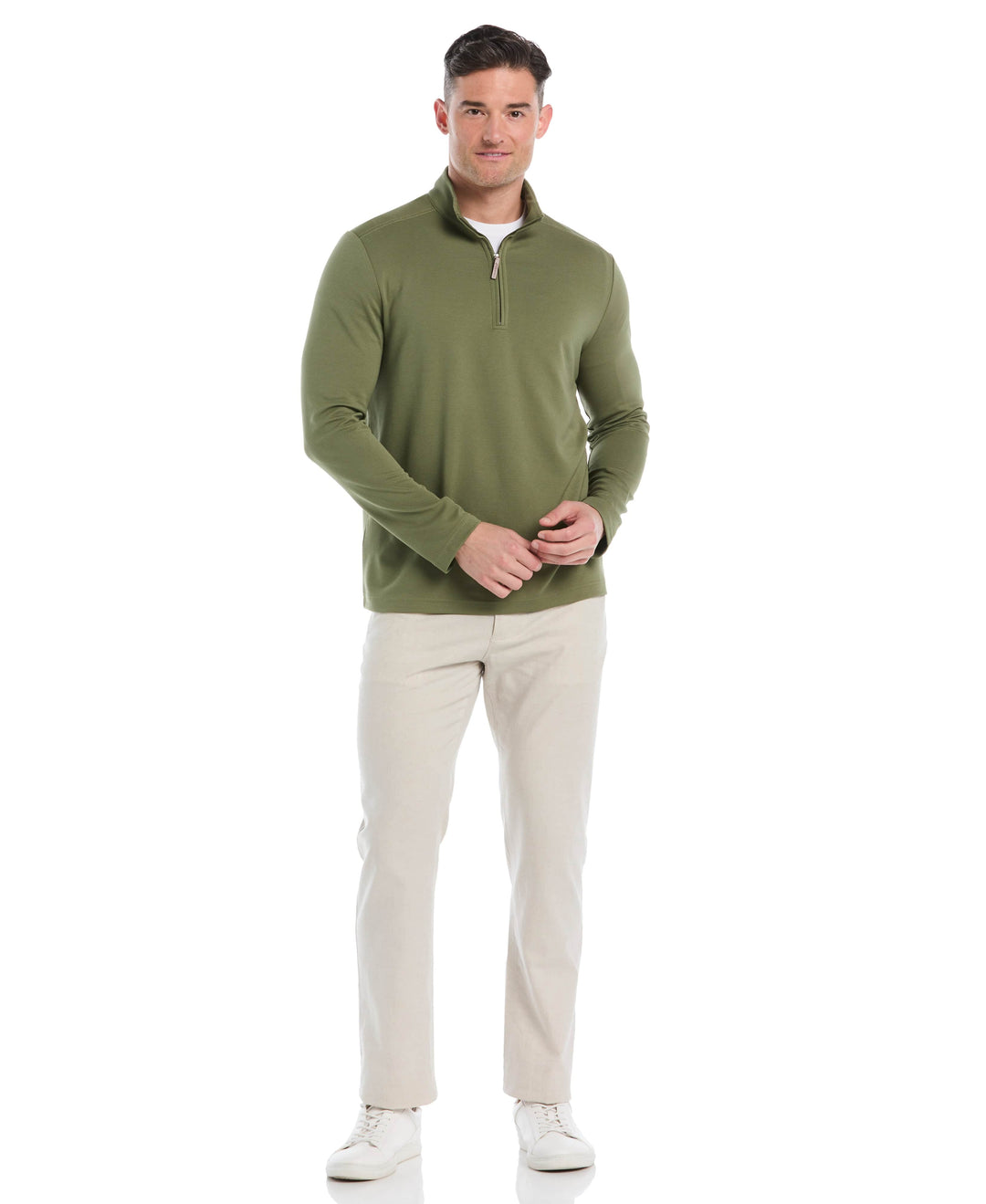 1/4 Zip Long Sleeve Sweater (Olivine) 