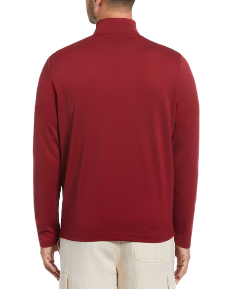 Solid Textured Quarter-Zip Pullover Sweater (Biking Red) 