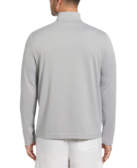 Solid Textured Quarter-Zip Pullover Sweater (Sleet) 