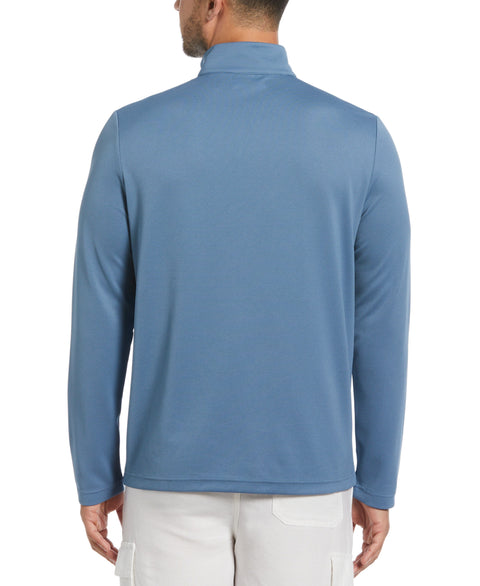 Solid Textured 1/4 Zip Pullover Sweater (Captains Blue) 