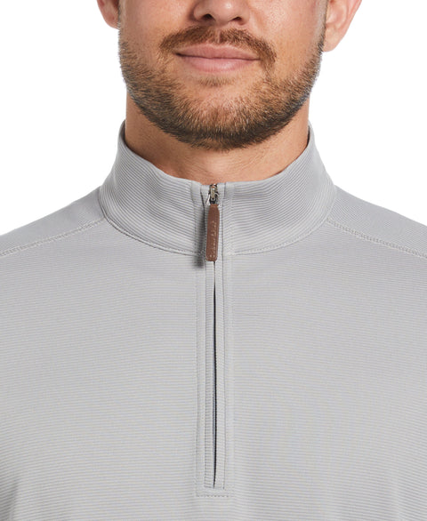 Solid Textured Quarter-Zip Pullover Sweater (Sleet) 