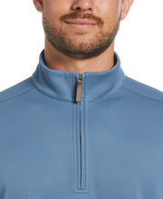 Solid Textured 1/4 Zip Pullover Sweater (Captains Blue) 