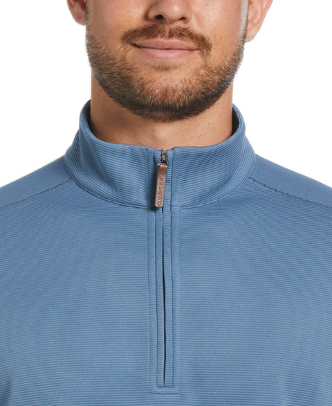 Solid Textured 1/4 Zip Pullover Sweater (Captains Blue) 