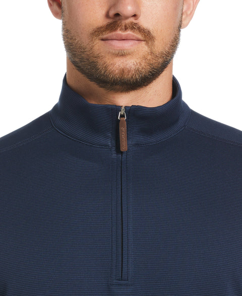 Solid Textured Quarter-Zip Pullover Sweater (Dress Blues) 