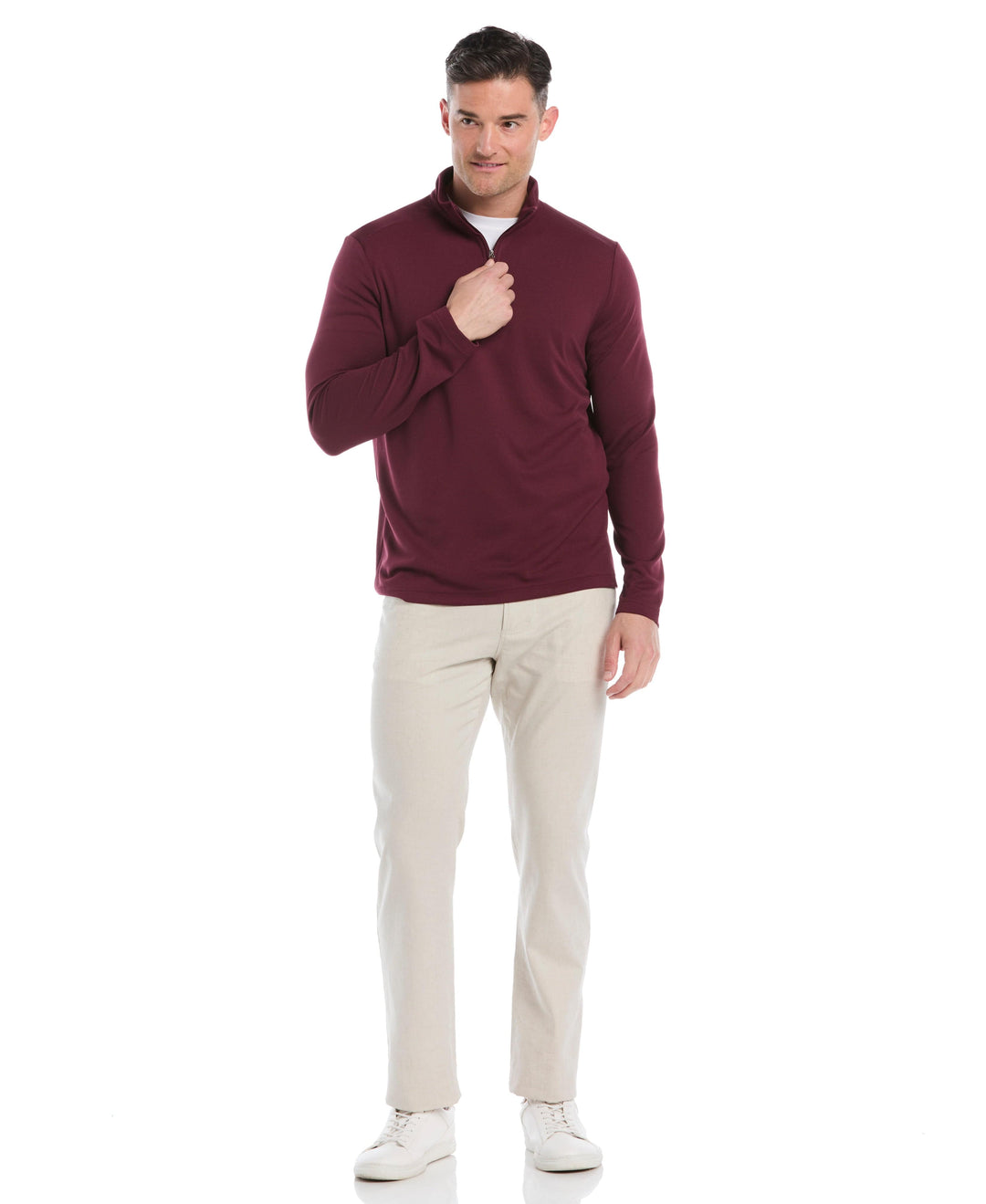 1/4 Zip Long Sleeve Sweater (Windsor Wine) 
