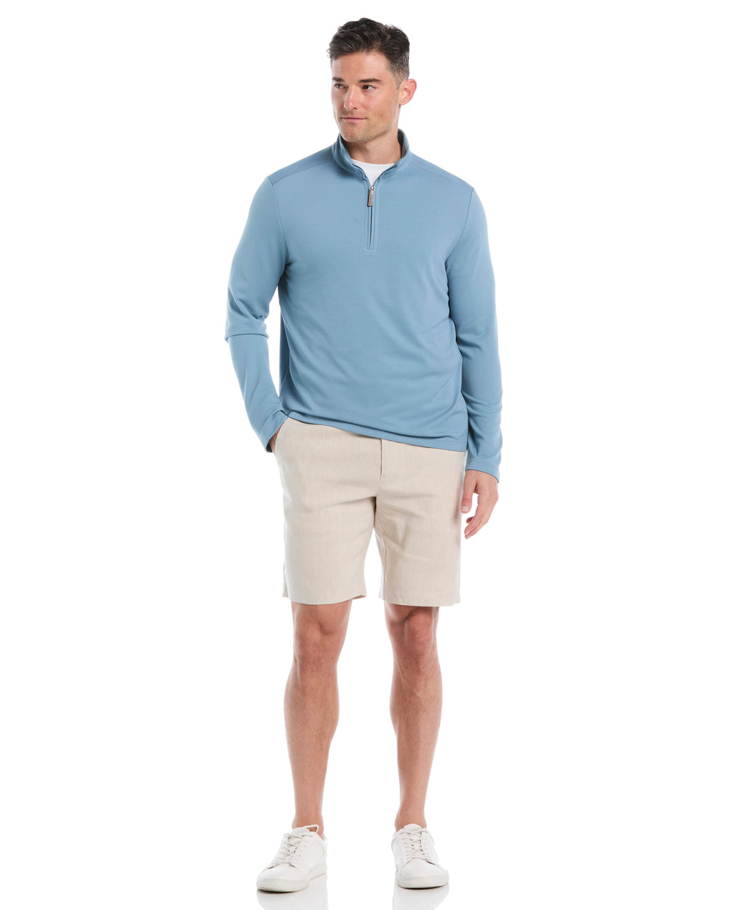 1/4 Zip Long Sleeve Sweater (Windward Blue) 