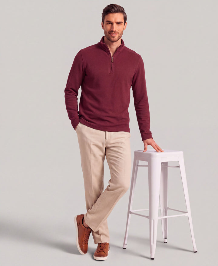 1/4 Zip Long Sleeve Sweater (Tawny Port) 