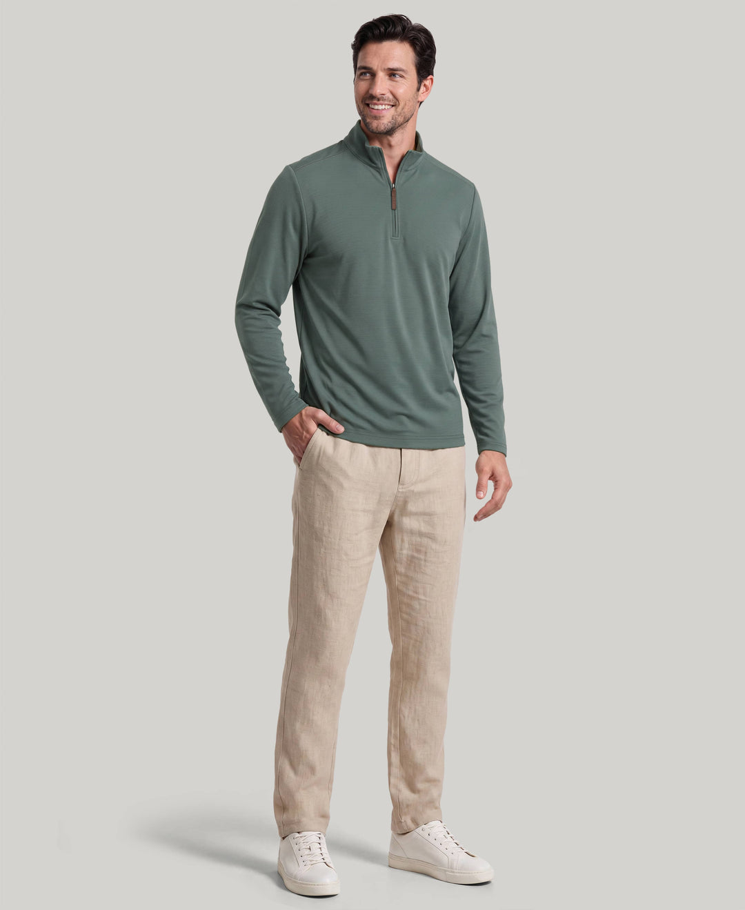 1/4 Zip Long Sleeve Sweater (Balsam Green) 