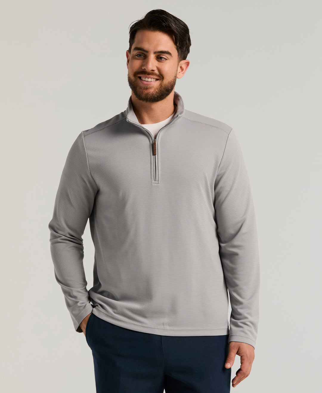 1/4 Zip Long Sleeve Sweater (Sleet) 