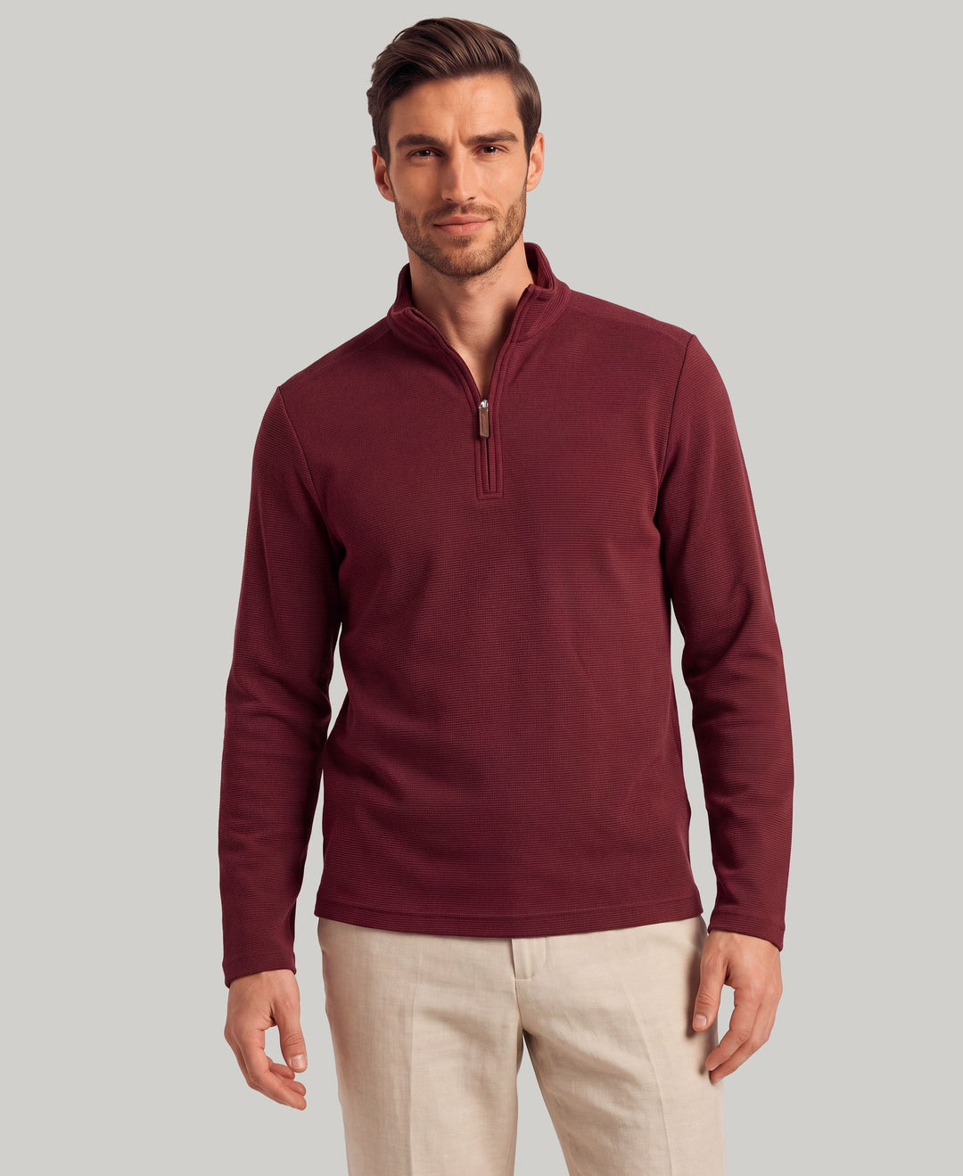 1/4 Zip Long Sleeve Sweater (Tawny Port) 