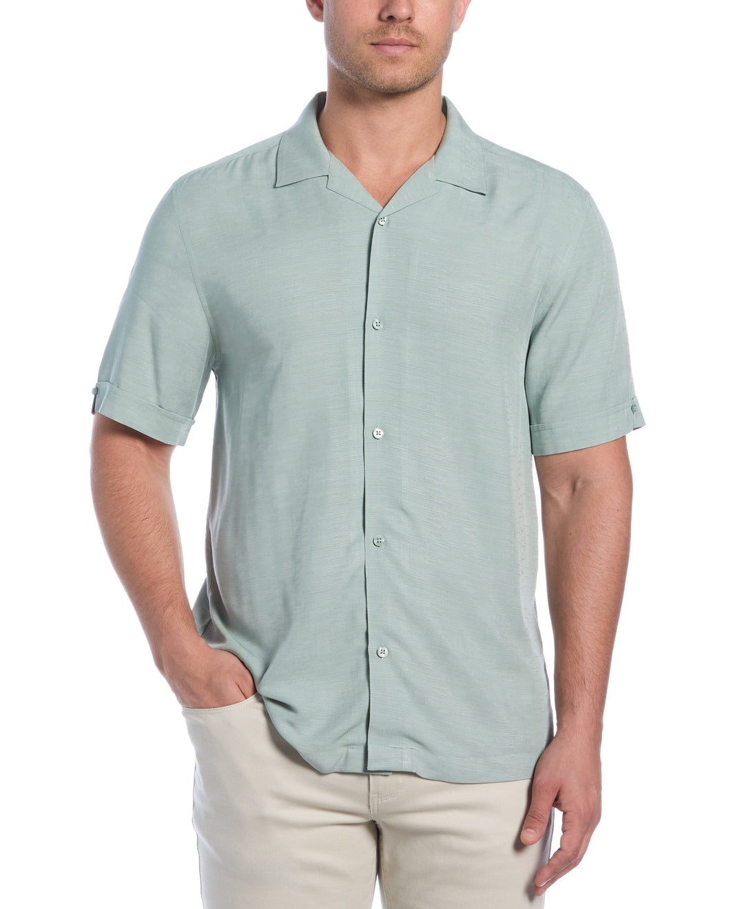 Cubavera Men's Solid Textured Cuban Collar Short Sleeve Shirt in Dusty Cedar, Size XXL, 100% Viscose Cubavera Men's Solid Textured Cuban Collar Short Sleeve Shirt in Dusty Cedar, Size XXL, 100% Viscose