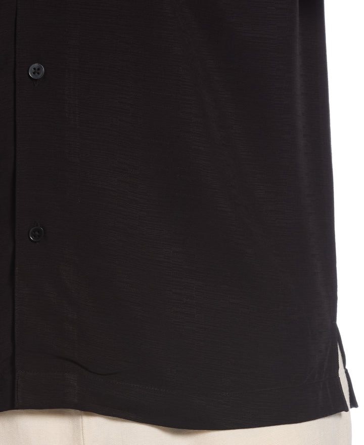 Viscose Textured Cuban Collar Shirt (Jet Black) 
