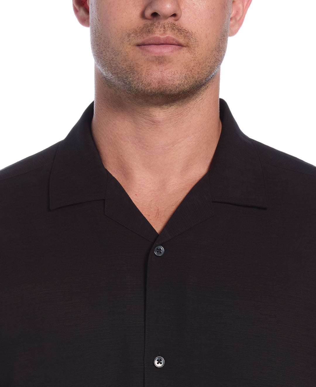 Viscose Textured Cuban Collar Shirt (Jet Black) 