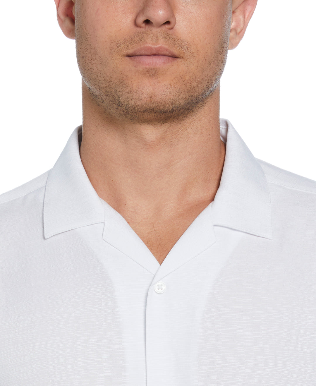 Viscose Textured Cuban Collar Shirt (Brilliant White) 
